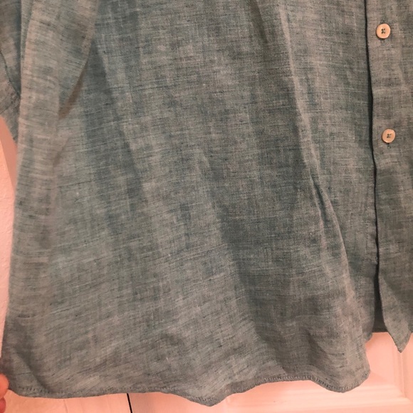 Hart Schaffner Marx Men’s Green Linen Shirt - Picture 5 of 8